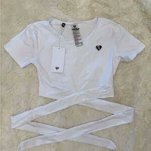 Women’s Best - White Crop Top with Wrap Detail